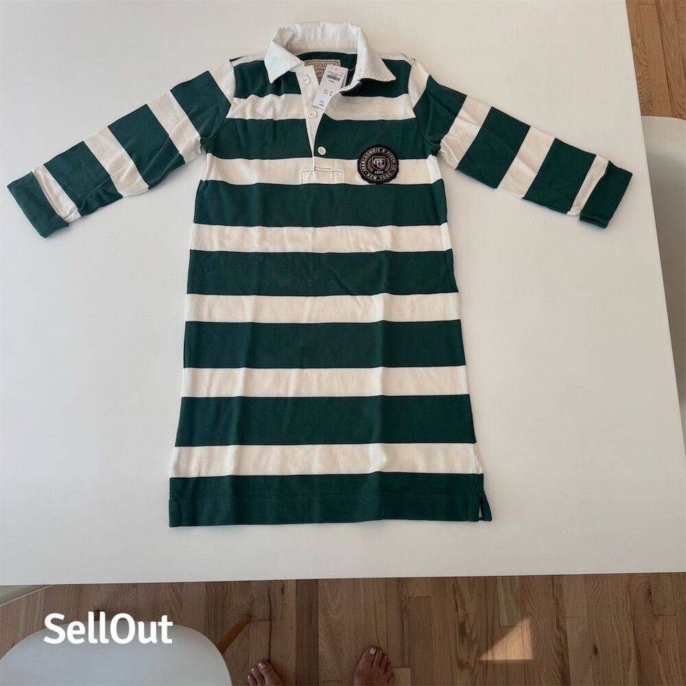 Abercrombie & Fitch Green and White Striped Long Sleeve Dress